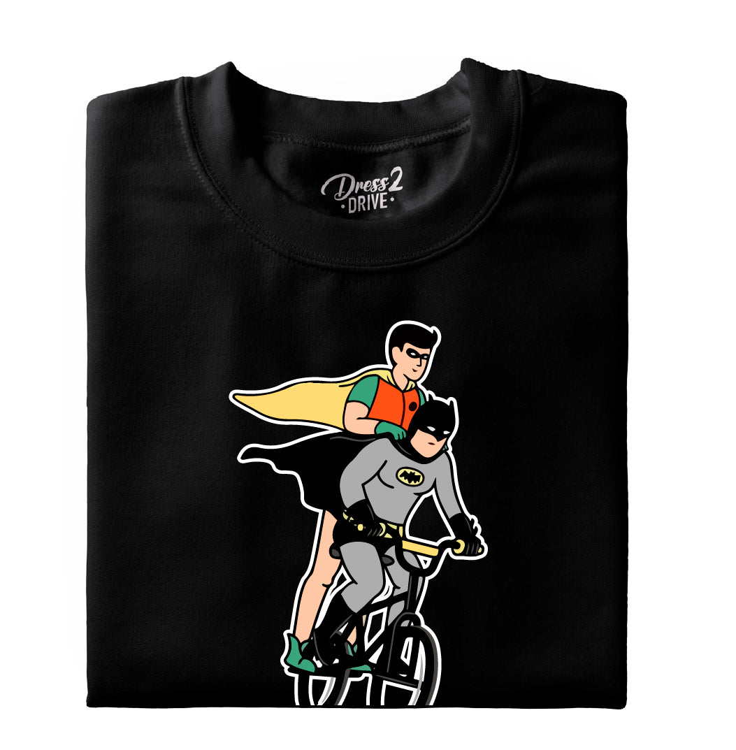 Batman & Robin riding bicycle