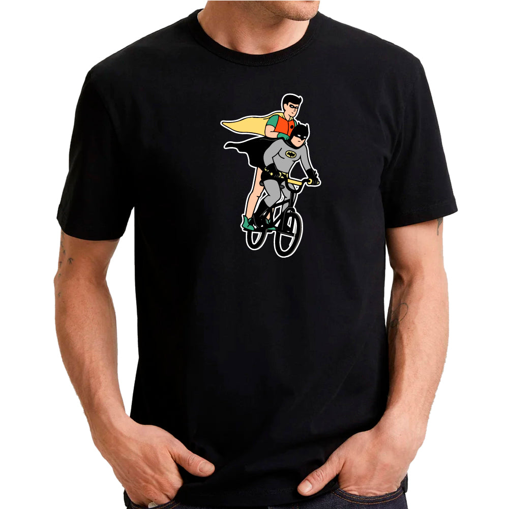 Batman & Robin riding bicycle