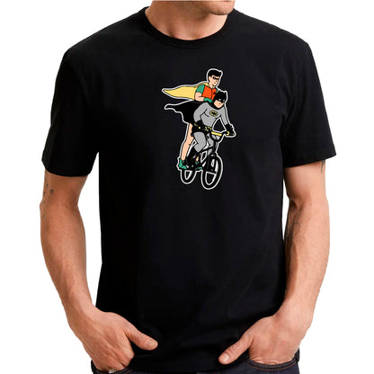 Batman & Robin riding bicycle