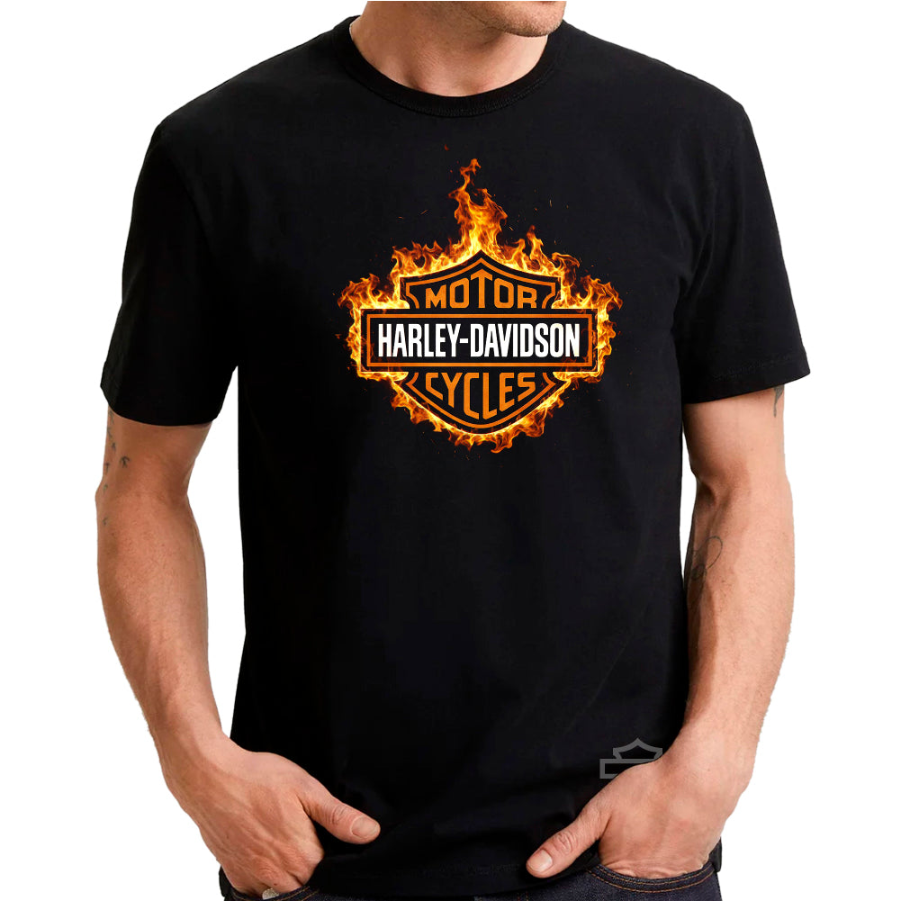 Harley-Davidson logo in flames