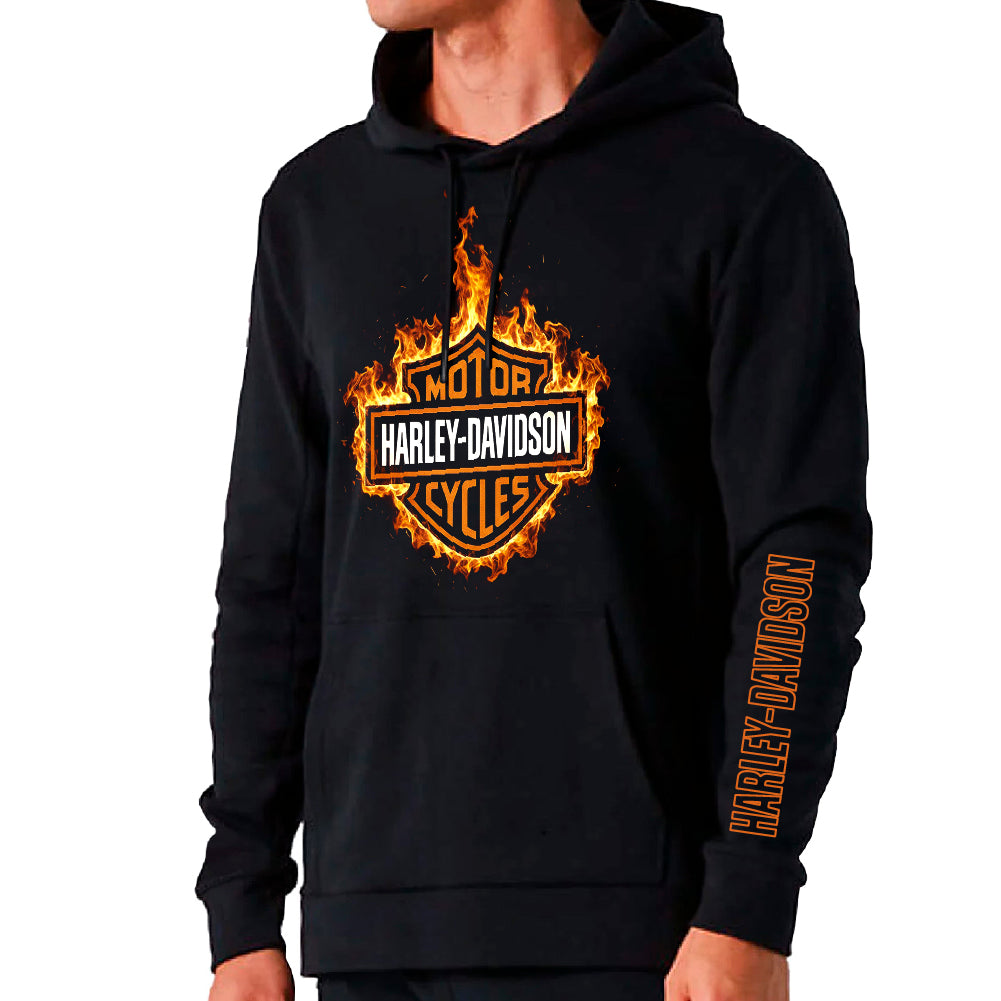 Harley-Davidson logo in flames