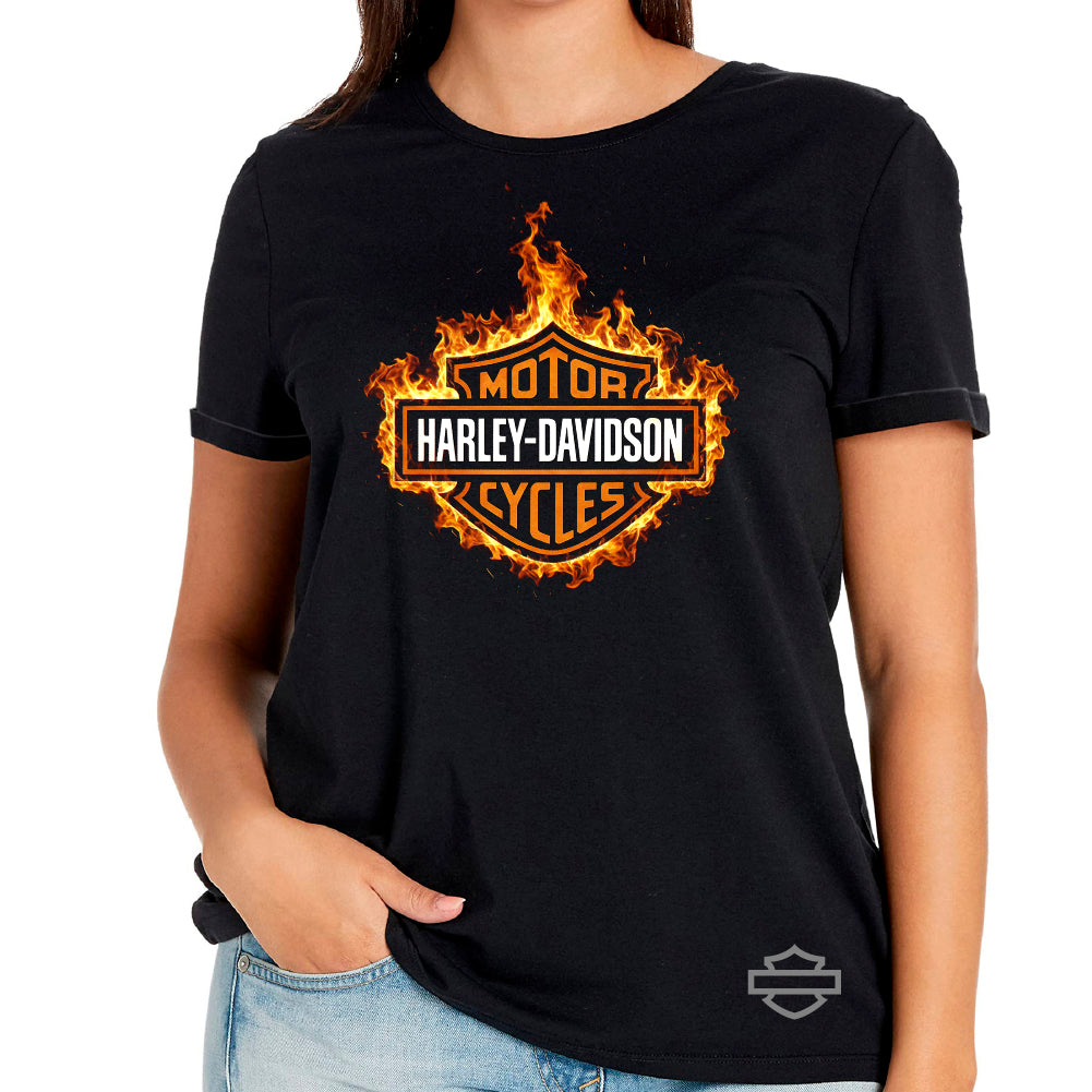 Harley-Davidson logo in flames