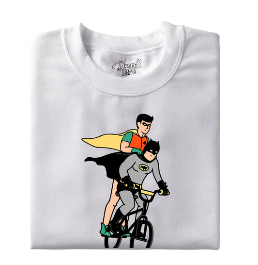 Batman & Robin riding bicycle