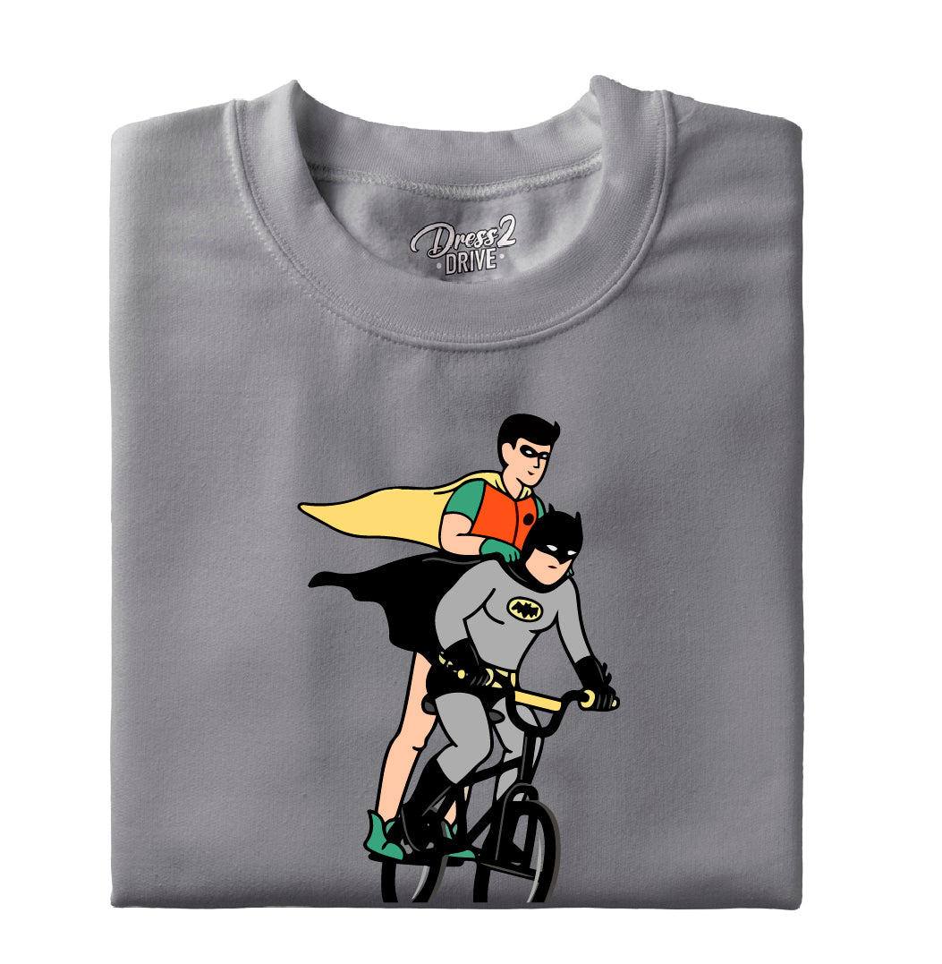 Batman & Robin riding bicycle